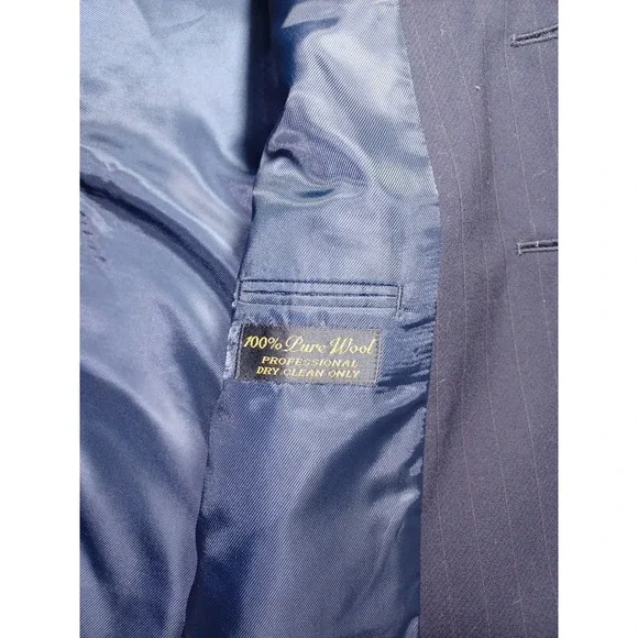 Men's Jeffrey Banks Couture Dark Blue‎ Pinstripe Suit , Size 40 Small - Picture 4 of 8